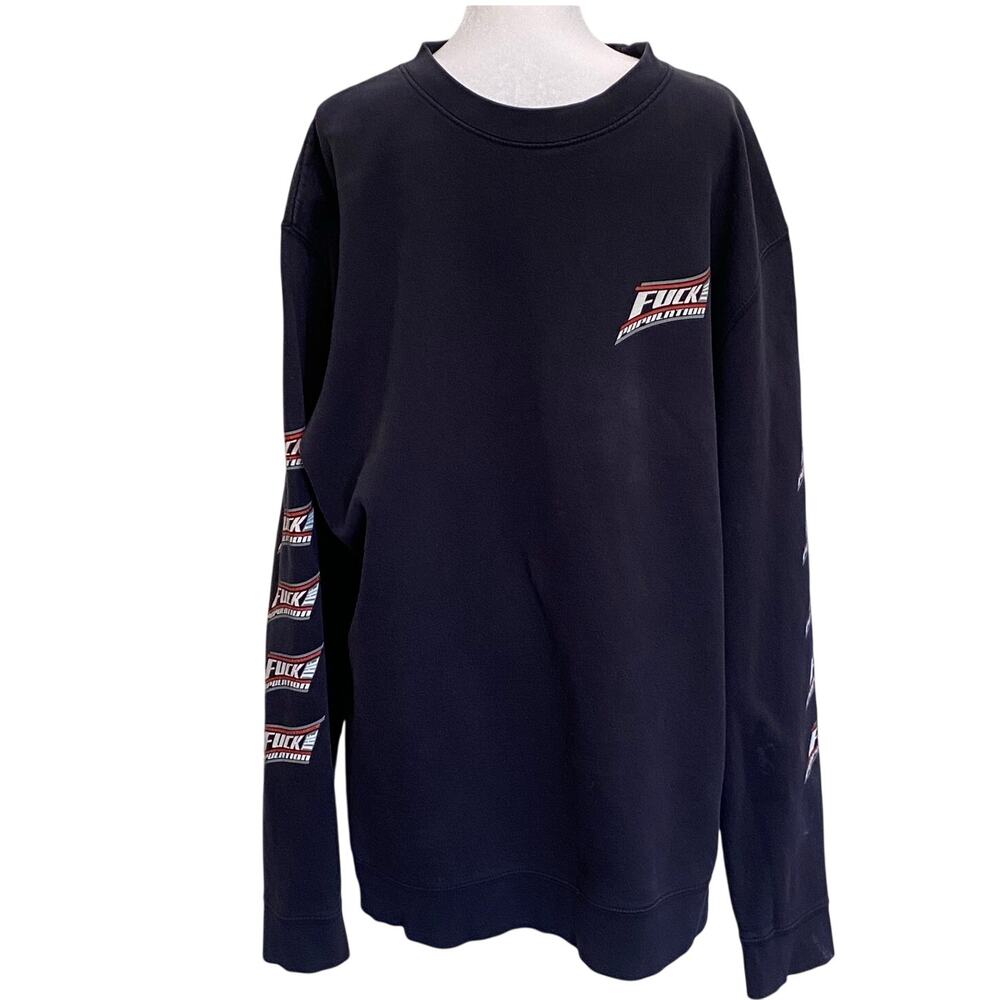 FTP Squish Crewneck Pullover Sweatshirt  Dark Blue Streetwear Size 2XL
